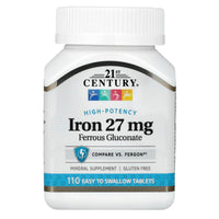 Thumbnail for 21st Century Iron 27 Mg Ferrous Gluconate Tablets, 110Count