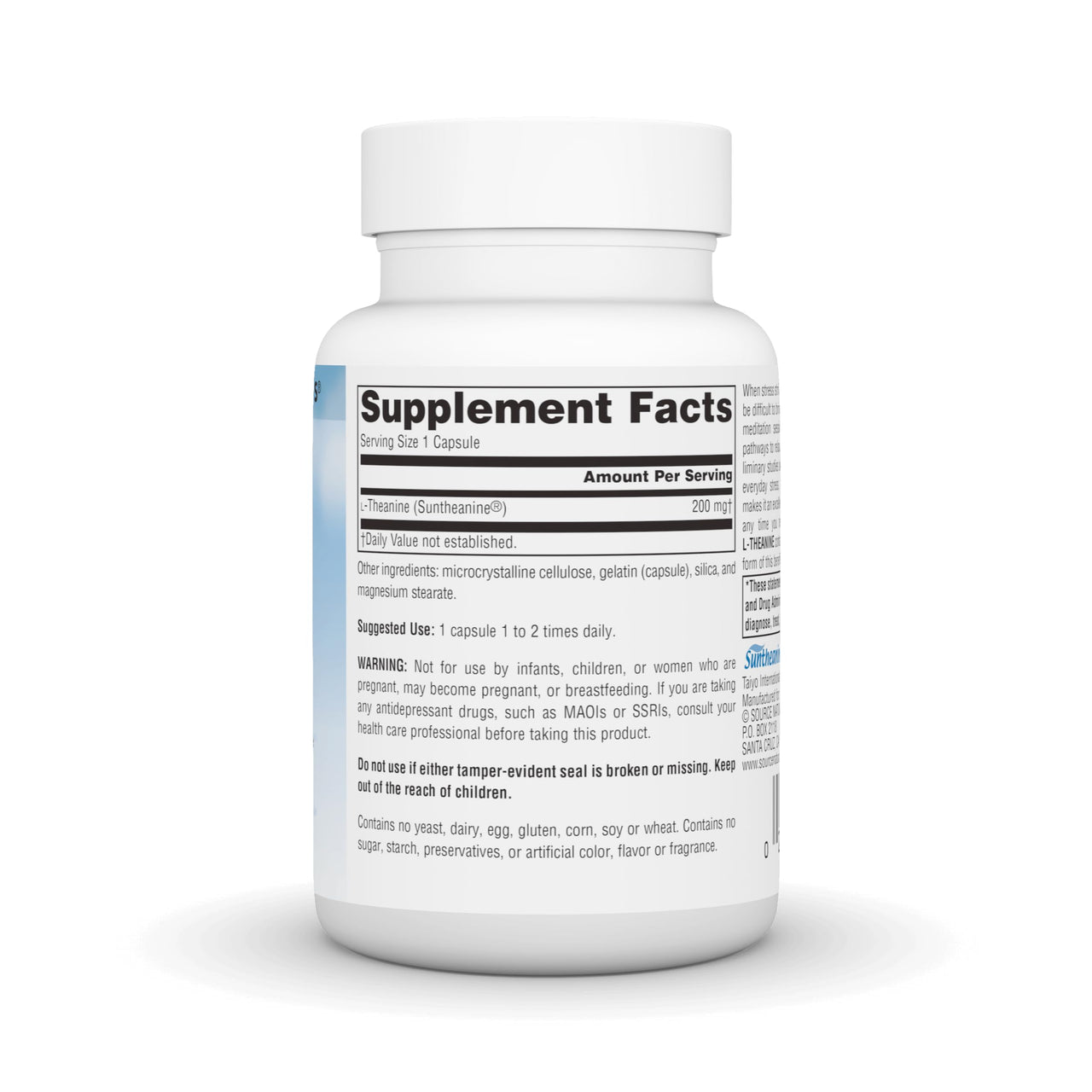 Source Naturals Serene Science L-Theanine, Made with Suntheanine, for Focused Relaxation, 200 mg - 60 Capsules