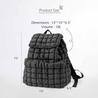 Thumbnail for ODODOS Quilted Backpack 2.0 for Women Lightweight Puffer Hiker Pack Drawstring Padding Travel Gym Bag, Charcoal