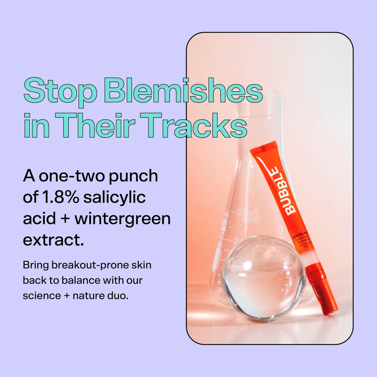 Bubble Skincare Knock Out 1.8% Salicylic Acid Acne Spot Treatment - Deep Cleansing Blemish Spot Treatment with Wintergreen & Willow Bark Extract - Clarifies & Calms Oily Skin (10ml)