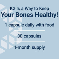 Thumbnail for Life Extension Mega Vitamin K2 High Potency for Strong Bones, clinically studied 45 mg K2 dosage, promotes healthy bone density, gluten-free, non-GMO, 30 capsules