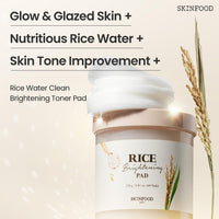 Thumbnail for SKINFOOD Rice Brightening Toner Pad, Korean Skincare Face Toner Pads with 48 Hours Fermented Rice Water for Glow Glass Skin, Hydrating, 100% Cotton Pad, Vegan, 8.81 oz(60 Pads)