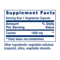 Thumbnail for Life Extension Taurine, Pure Taurine Amino Acid Supplement, Heart, Liver and Brain Health, Longevity, Muscle and Exercise, 1000 mg dose, Non-GMO, Gluten-Free, Vegetarian, 90 Vegetarian Capsules
