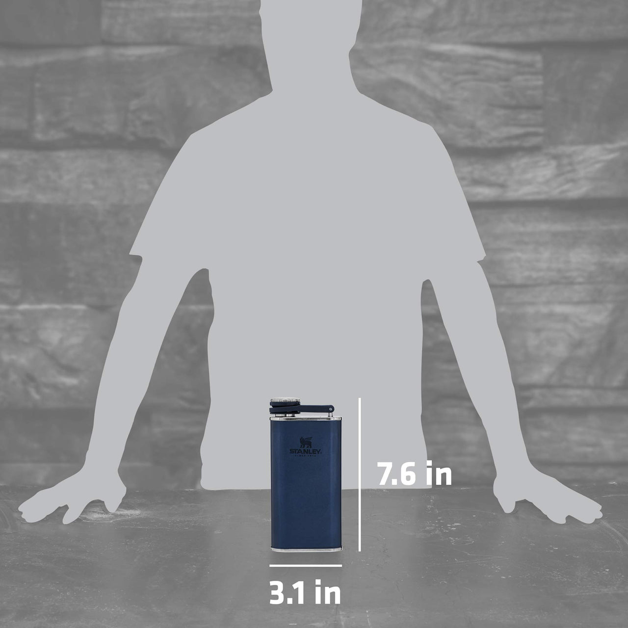 Stanley Classic Easy Fill Wide Mouth Flask 8 oz | Leakproof Hip Flask | Hinge Connected Never Lose Cap | Insulated Stainless Steel Liquor Container | BPA-Free | Blue