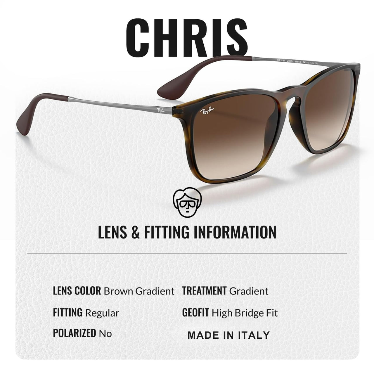 Ray-Ban RB4187 CHRIS Square Shaped Non-Polarized Sunglasses for Men – Includes Official RAYBAN Eyewear Kit – Ideal Formal & Casual Wear Sunglasses – Brown Gradient Lens