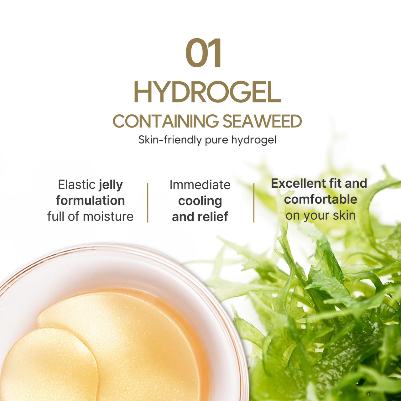 Petitfee Gold Hydrogel Eye Patch 60ea (30pairs) - 24k Gold Eye Mask for Moisturizing, Glowy Skin, Hydrating, Skin Elasticity, Youthful Complexion, Ginseng, Collagen