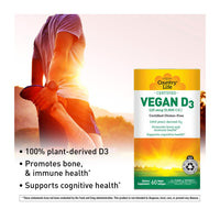 Thumbnail for Country Life Vegan D3 5000 IU – Plant-Derived Vitamin D3 from Lichen – Certified Vegan, Gluten-Free, Non-GMO – Clean, Simple Formula – 60 Softgels