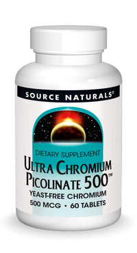 Thumbnail for Source Naturals Ultra Chromium Picolinate 500 mcg Yeast-Free Dietary Supplement - 60 Tablets