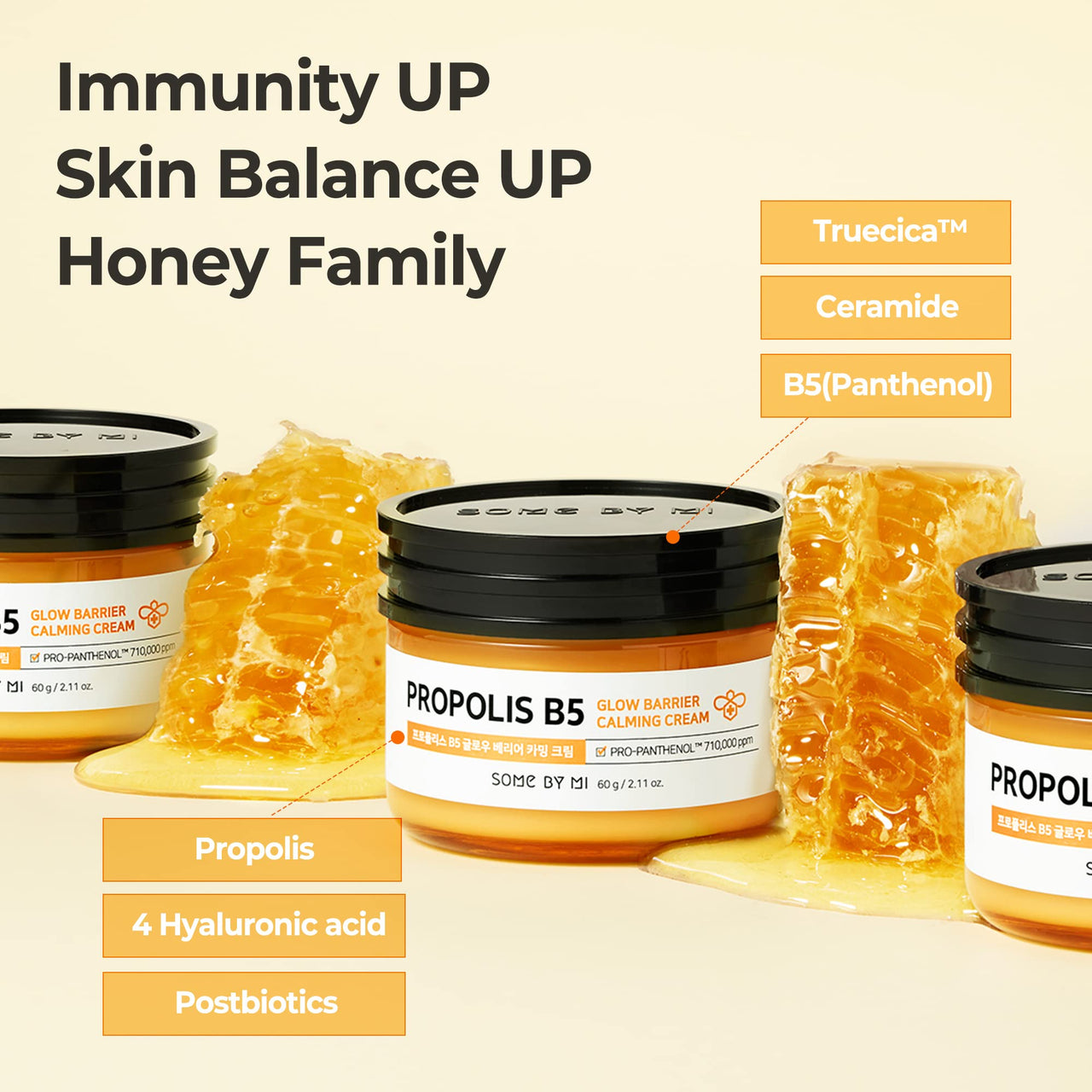 SOME BY MI Propolis B5 Glow Barrier Calming Cream / 2.02Oz, 60ml / Made from Honey Extracts for Sensitive Skin / Brightening and Moisturizing Effect / Skin-nourishing, Sebum and Pimple Care / Facial Skin Care