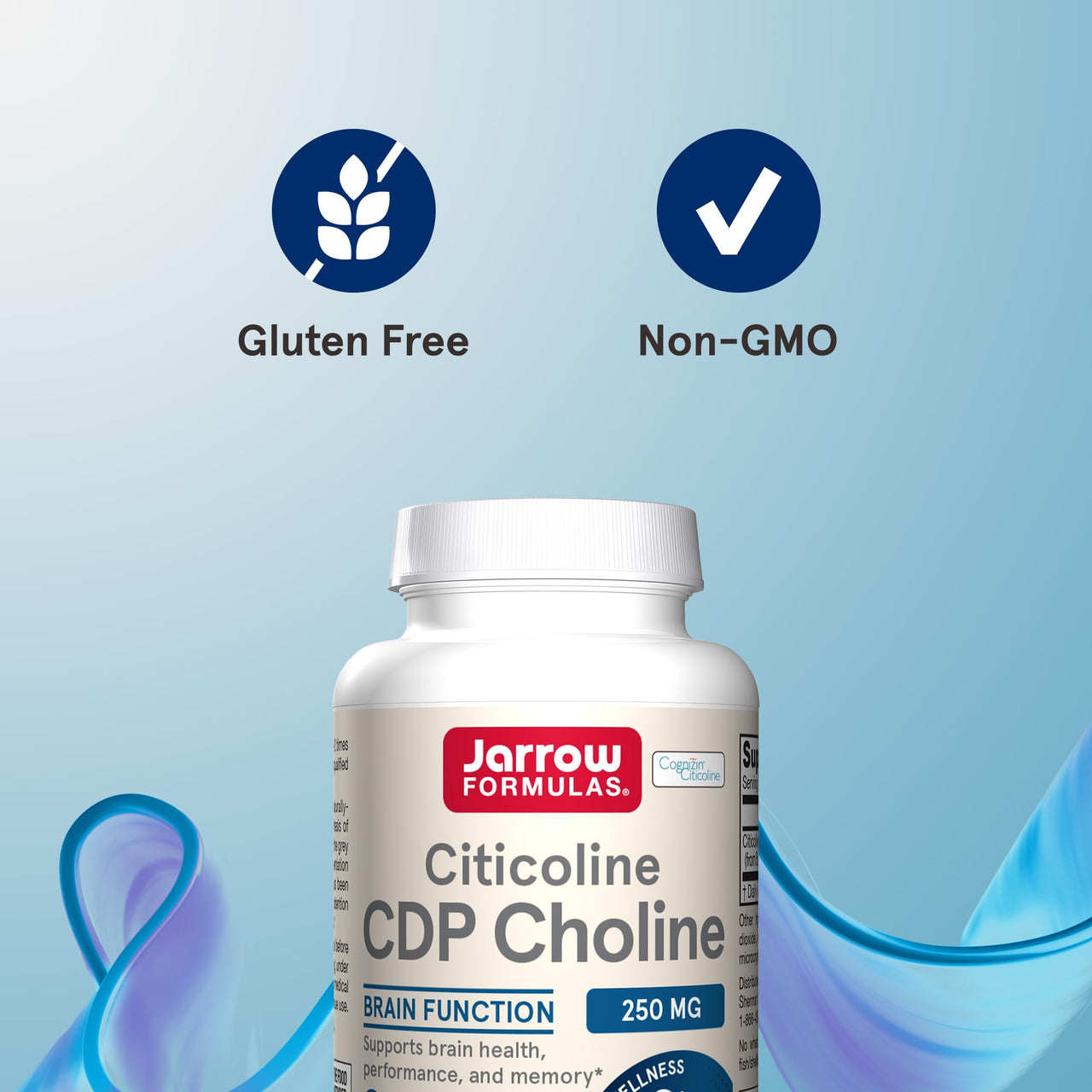 Jarrow Formulas Citicoline CDP 250 MG, CDP Choline Supplements, Support Brain Health, Performance and Memory, 120 Capsules, Up to a 120 Day Supply