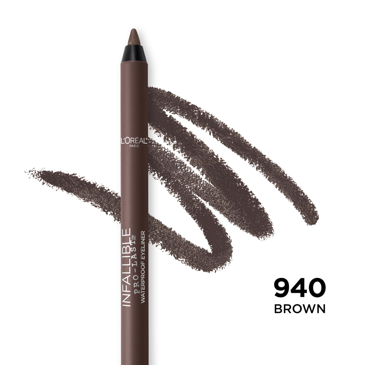 L'Oreal Paris Makeup Infallible Pro-Last Pencil Eyeliner, Waterproof and Smudge-Resistant, Glides on Easily to Create any Look, Brown, 0.042 oz.