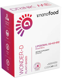 Thumbnail for Codeage Liposomal Vitamin D3 Liquid Supplement Sachet, Wonder-D Cholecalciferol Vegan Liquid Multivitamin, Plant-Based Vitamins K2 B12, Non-GMO Phospholipids, Vitamin E, Berry Flavor - 30 Pouches