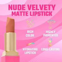 Thumbnail for Juvia's Place The Nude Velvety Matte Lipstick Mademoiselle - Nude, Long-lasting, Rich-Color Lip Makeup, Creamy Lipstick with Matte Finish, Beauty & Lip Products
