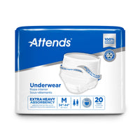 Thumbnail for Attends Adult Absorbent Underwear, Medium [20 Count] - Maximum Absorbency for Men and Women - Disposable Pull-On Diapers with Tear-Away Sides and Breathable Waistband - AP0720