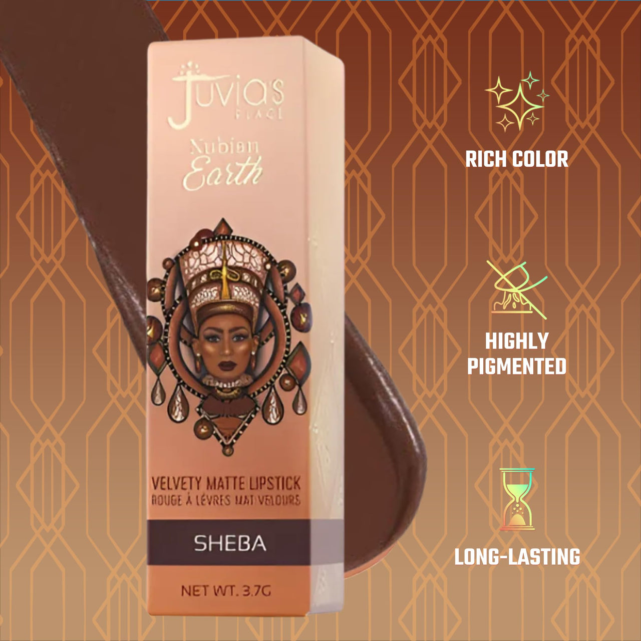 Juvia's Place Nubian Earth Matte Lipstick Sheeba - Hydrating Long-lasting Lipstick, Richly Pigmented Lip Makeup, Creamy with Matte Finish Beauty & Lip Care Product