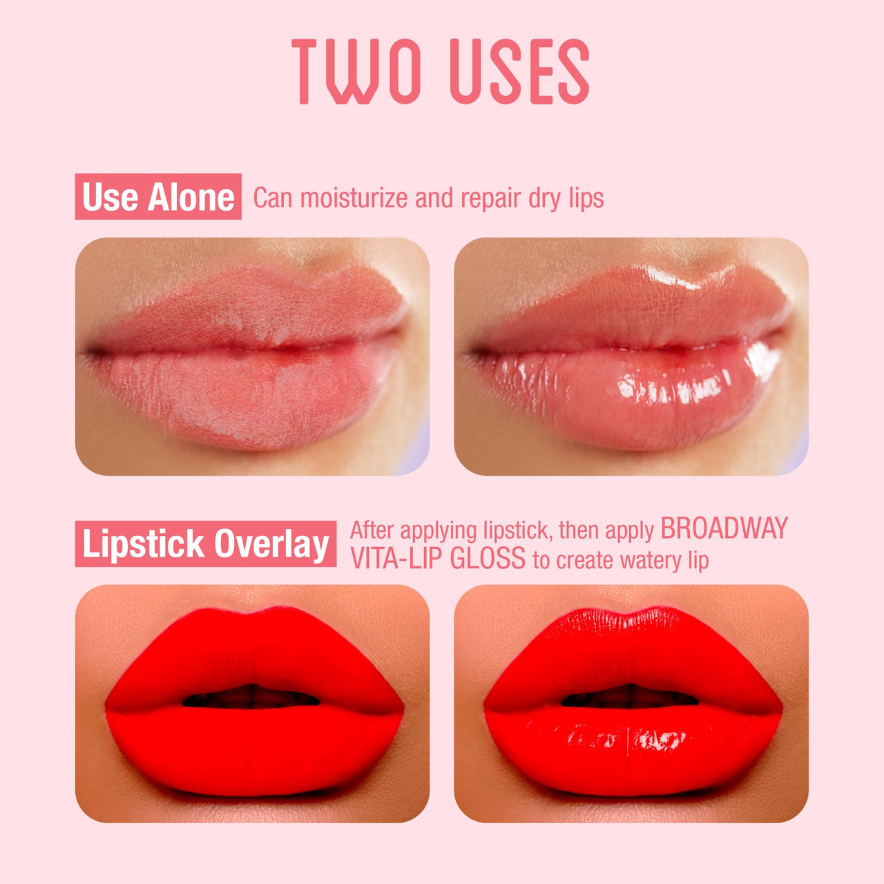 Ruby Kisses Broadway Vita-Lip Clear Lip Gloss (5 Pack Mint, Rosehip, Coconut, Argan Oil, Mango Butter), Ultra-Hydrating & Soothing Formula with Vitamin Oils, High-Shine Non-Sticky Finish Lip Balm