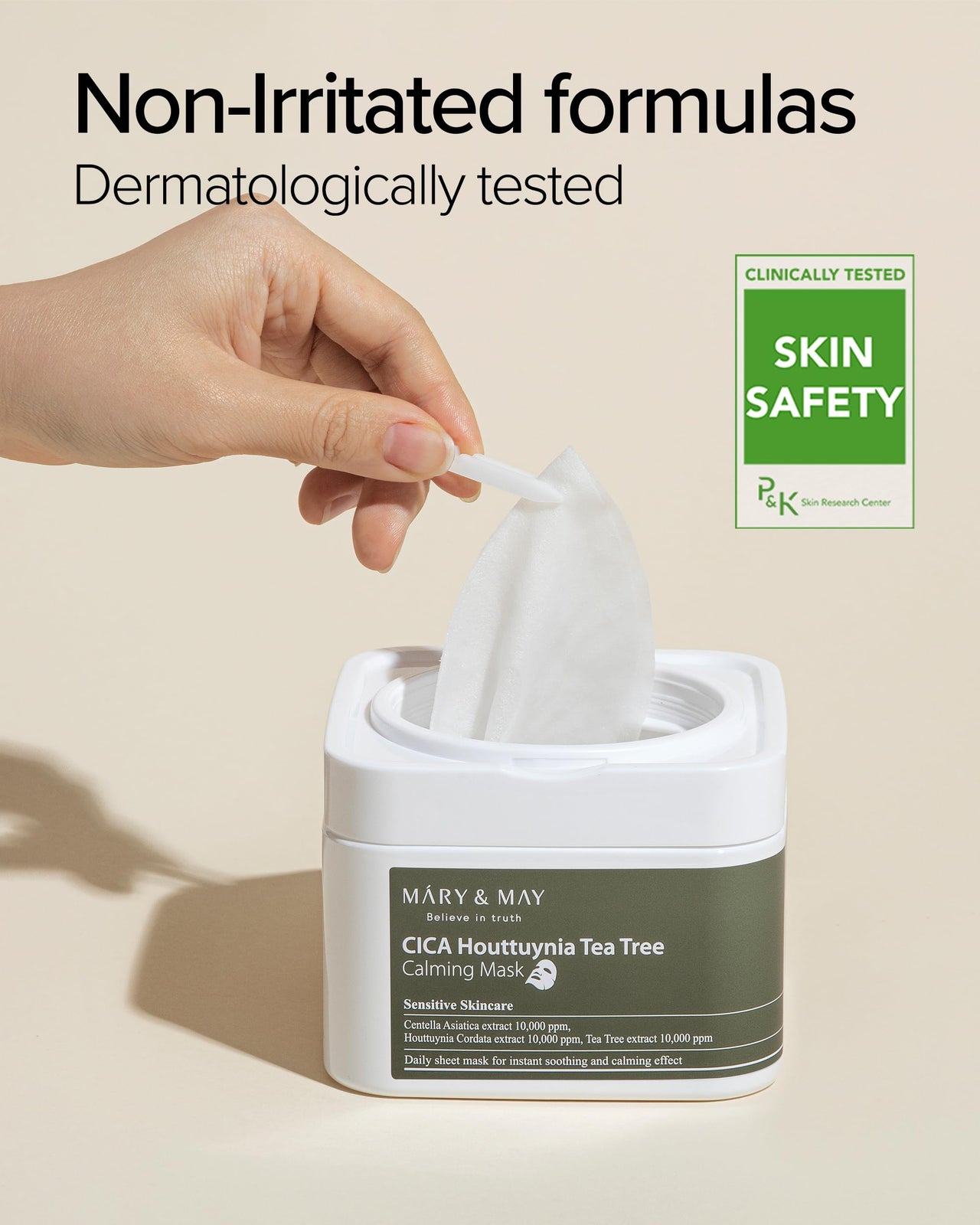 Mary&May CICA Houttuynia Tea Tree Calming Mask - Daily Pull Out Sheet Mask for Instant Soothing & Moisturizing - Korean Skincare, Hypoallergenic and Cruelty-Free, 30 Sheets