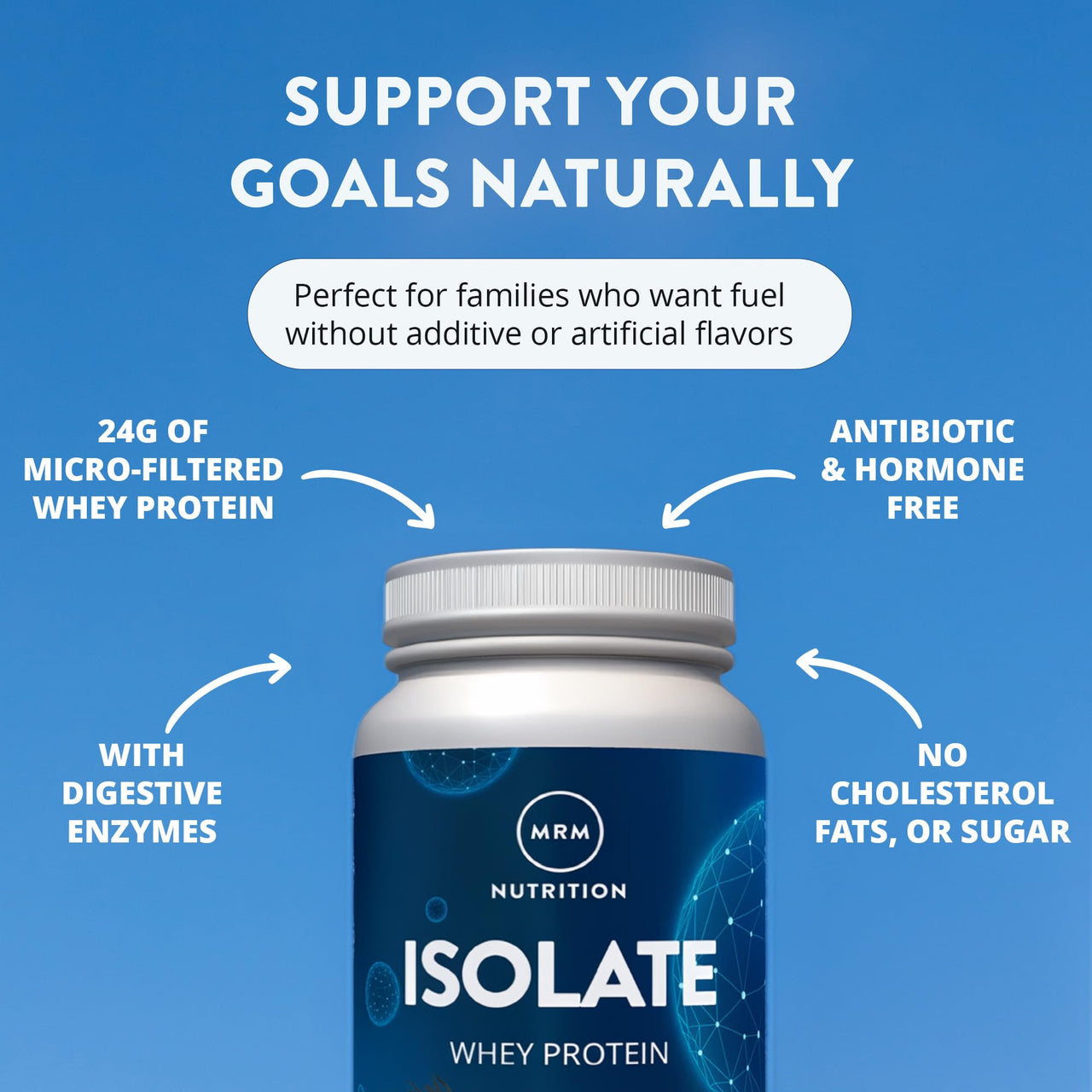 MRM Nutrition Isolate Whey Protein Powder - Vanilla Flavored, 24 g Protein with Added BCAAs & Glutamine, Digestive Enzymes, Gluten-Free, Hormone- and Antibiotic-Free - 29 Servings