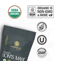 Thumbnail for Sunwarrior Lions Mane Supplement Organic Mushroom Powder | Lion's Mane Powder Focus Supplement Mushroom Tea | 150g Pouch 60 Servings | Be Well