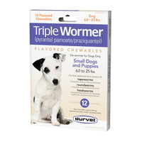 Thumbnail for Durvet 12-Pack Triple Wormer Tablets for Puppies and Small Dogs