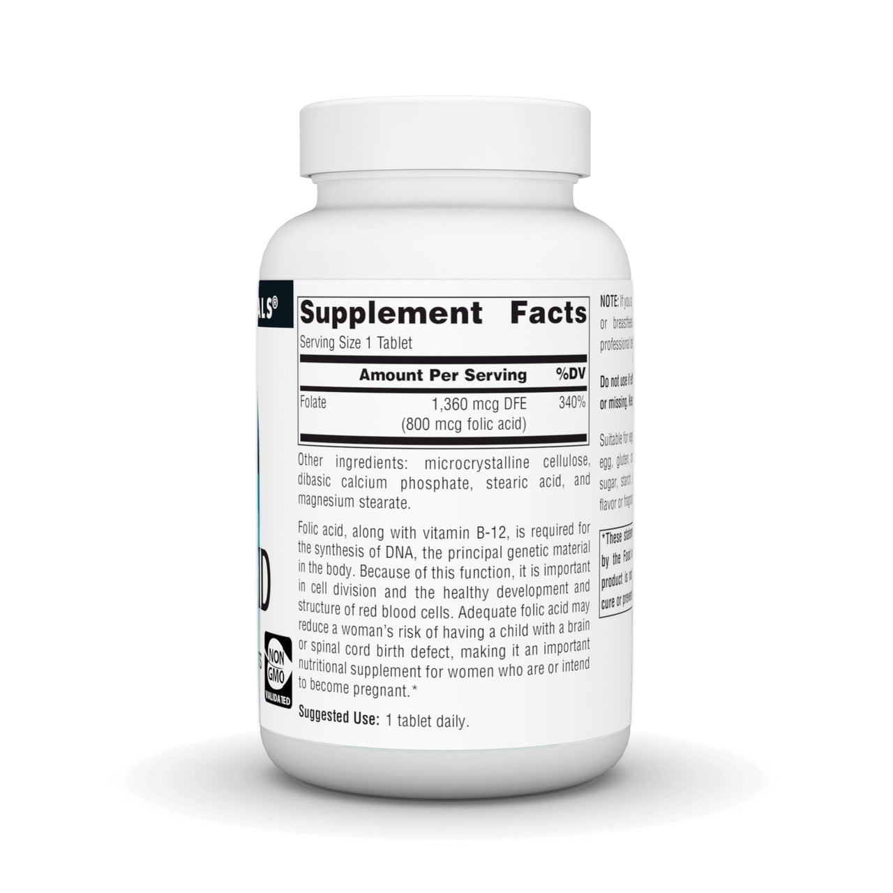 Source Naturals Folic Acid 800 mcg Dietary Supplement - 500 Tablets
