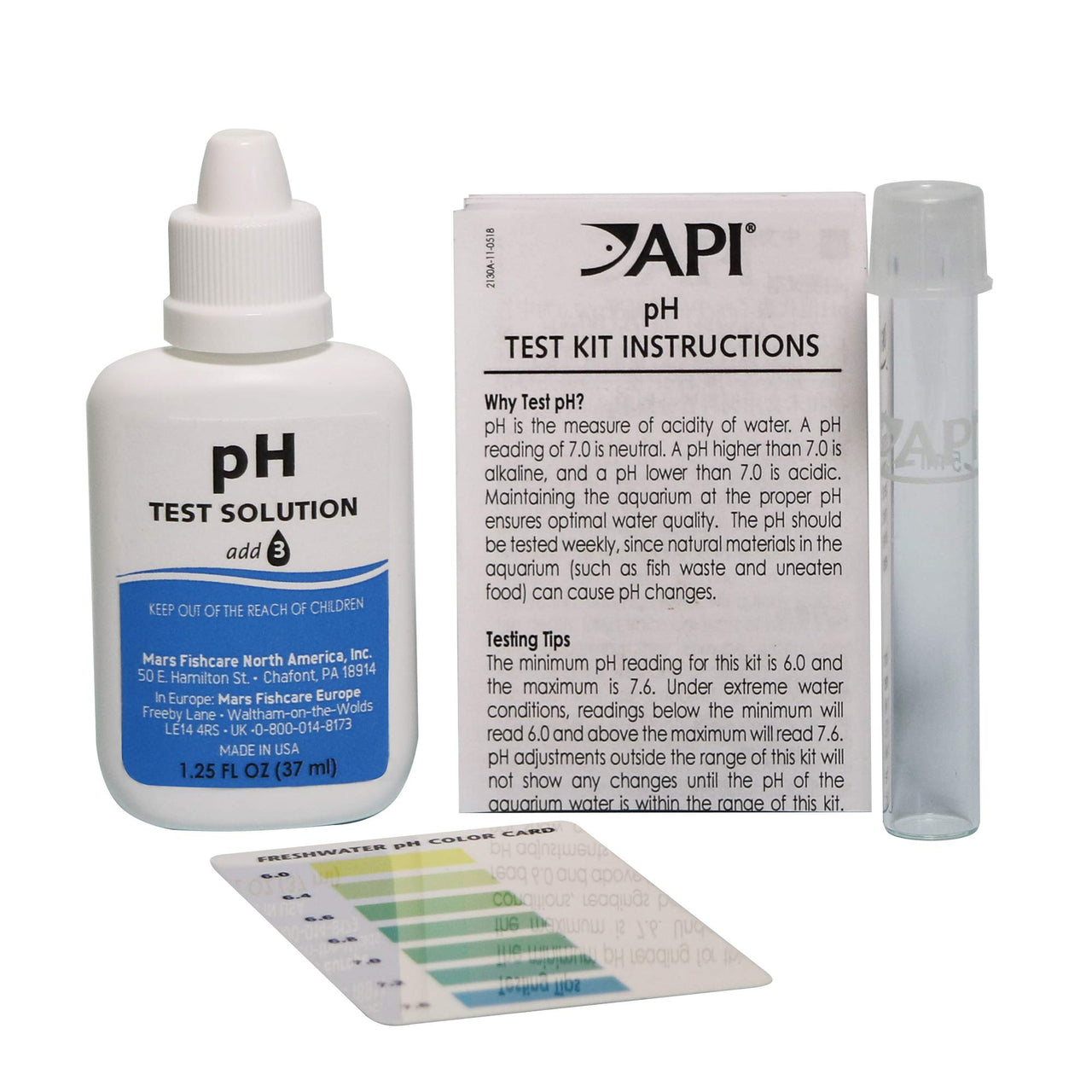 API PH TEST KIT 250-Test Freshwater Aquarium Water pH Test Kit, 4 Piece Set