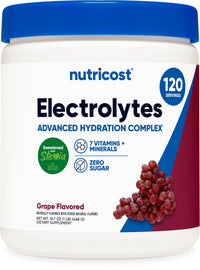 Thumbnail for Nutricost Electrolyte Complex Powder (120 Servings, Grape) - Hydration Supplement Drink Mix with Vitamins and Minerals