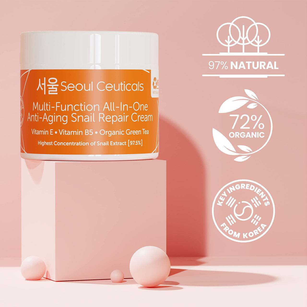 Korean Skin Care Set - Potent Vitamin C Serum with Korean Snail Repair Cream - The Most Potent Duo For Providing You With That Bright, Youthful Glow. Your Natural & Organic Korean Beauty Routine