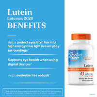 Thumbnail for Doctor's Best Lutein Supplement 20mg with Zeaxanthin - Lutein for Eyes, Eye Health Vitamins for Men & Women, Vision and Macular Health Support, Lutemax 2020 Marigold Flower Extract - 180 Softgels