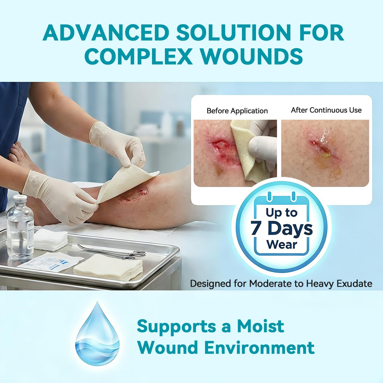Dimora Calcium Alginate Wound Dressing, 4'' x 4'' Patches,10 Individual Sterile Pads, Soft and Highly Absorbent Dressing Gauze, Non-Stick Padding