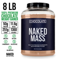 Thumbnail for NAKED Chocolate Mass Gainer - All Natural Weight Gainer Protein Powder - 8lb Bulk, GMO Free, Gluten Free & Soy Free. No Artificial Ingredients - 1,360 Calories