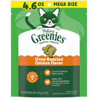Thumbnail for Greenies Cat Treats, Feline Veterinarian-Recommended Adult Natural Dental Cat Treats, Oven Roasted Chicken Flavor, 4.6 oz. Pouch