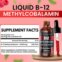 Thumbnail for VITBOOST Vegan Liquid B-12 Drops – 60 x 5000 mcg Extra Strength Raspberry Flavored Vitamin B12 Liquid Methylcobalamin sublingual Supplement | Designed to Maximize Absorption & Energy | Gluten Free