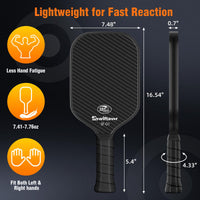 Thumbnail for Carbon Fiber Pickleball Paddle, Carbon Fiber Surface (CFS) Pickle Ball Paddles with 16mm Honeycomb Core, Lightweight, Shock-Absorbing Paddle with Anti-Slip Grip, Ideal for Novice & Pro Players