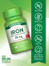 Thumbnail for Nature's Truth Iron Supplement for Women & Men | 28 mg | 90 Capsules | Iron Bisglycinate | Non-GMO, Gluten Free