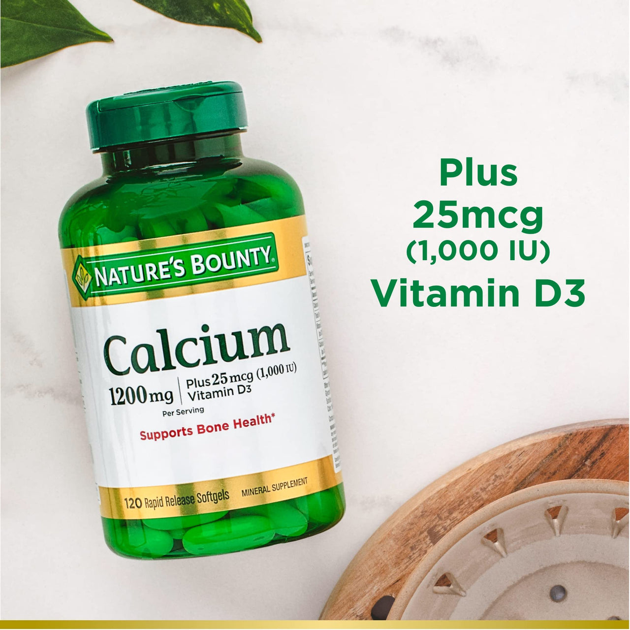 Nature's Bounty Nature's Bounty Calcium 1200 mg with Vitamin D3 - Bone Health Softgels, Calcium and Vitamin D Supplement, 120 Ct (2-Pack)