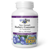 Thumbnail for BlueRich by Natural Factors, Super Strength Blueberry Concentrate, Antioxidant Support for Overall Good Health, 90 Softgels