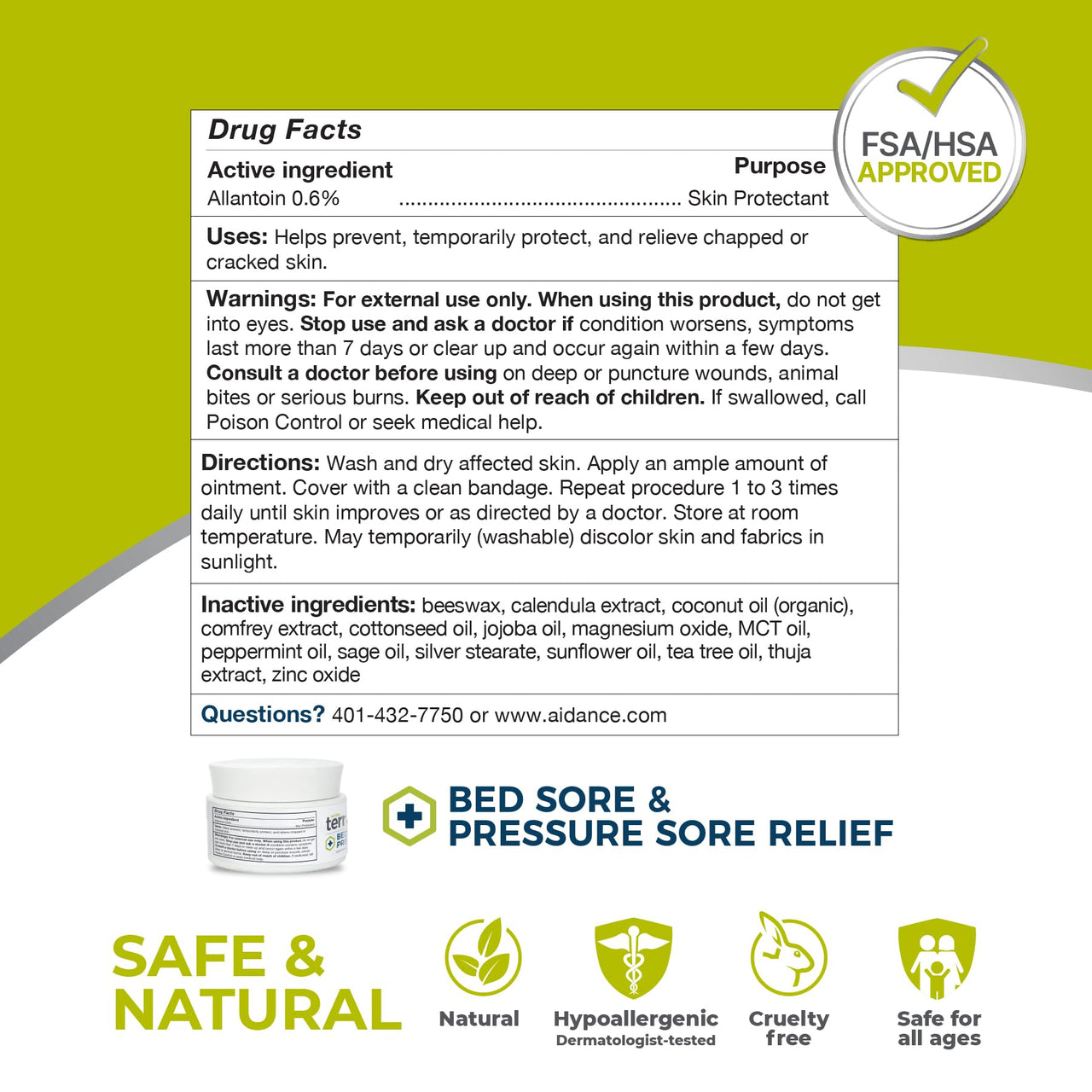 terrasil Bed Sores Treatment Cream & Pressure Sores Cream – Natural Ingredients for Healing of Bedsores, Ulcers & Wounds, Fast Soothing Relief (1.5 oz) – Packaging May Vary