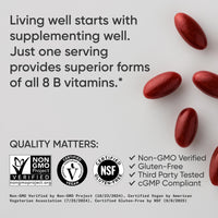 Thumbnail for Sports Research® Vitamin B-Complex - Full Spectrum of B Vitamins with Methylated B12 & Folate - Gluten Free · Plant-Based · Non-GMO · Vegan-Friendly Formula - 60 Veggie Softgels
