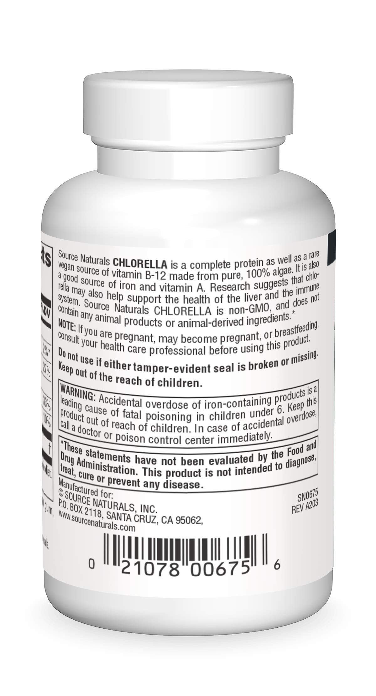 Source Naturals Chlorella 500 mg Green Superfood, Plant-Based B12-100 Tablets