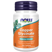 Thumbnail for Now Foods Supplements, Copper Glycinate with 3mg Albion Copper, Promotes Structural Health*, 120 Tablets, Light Gray, Tan