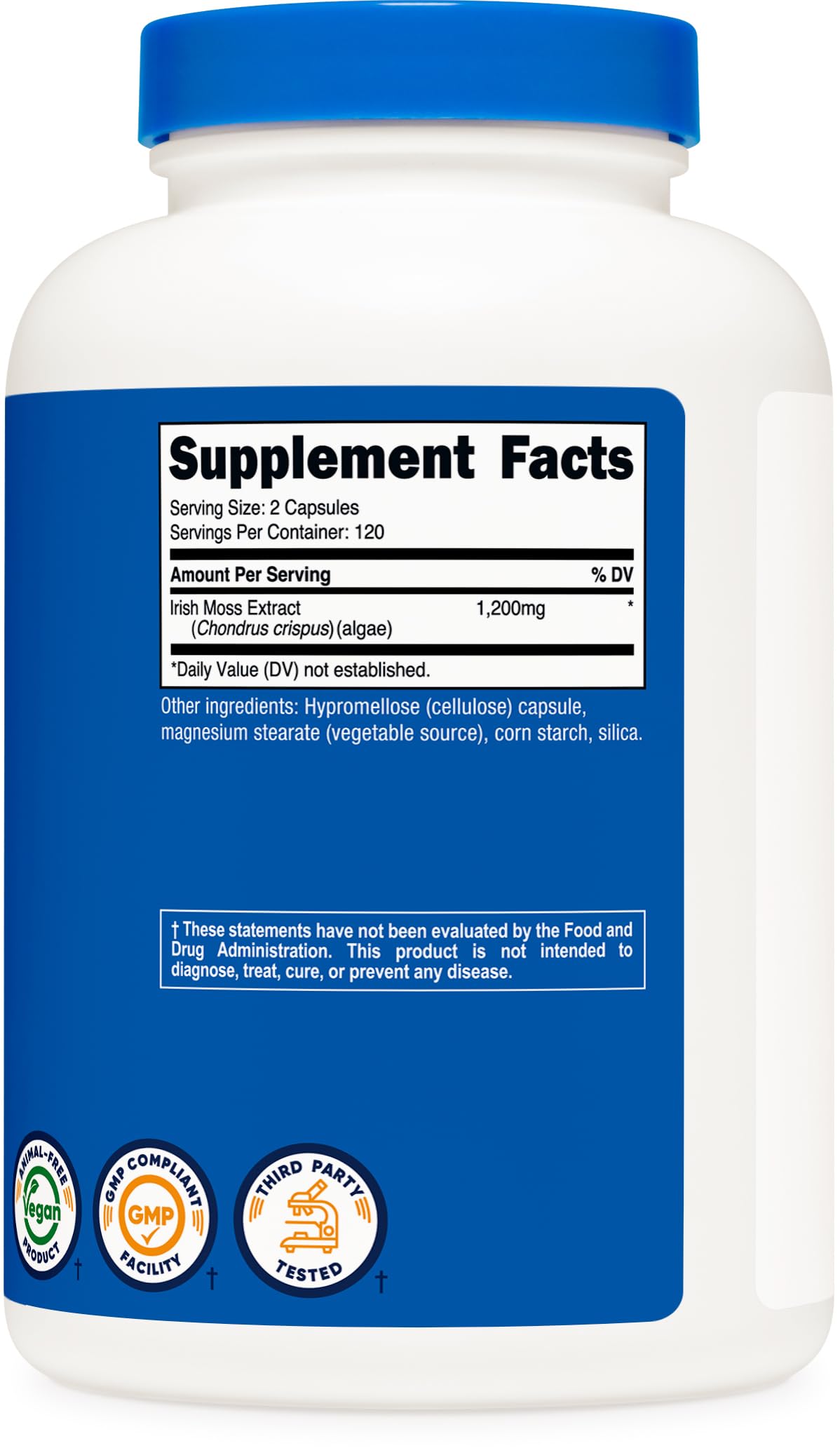 Nutricost Irish Sea Moss Extract Capsules 1,200mg per Serving, 240 Capsules - Vegan, Gluten-Free, 120 Servings Per Bottle