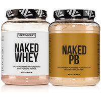 Thumbnail for NAKED Strawberry Whey Protein Powder (24 Servings) PB Powdered Peanut Butter 2LB (76 Servings) – Grass-Fed; Bulk; Non-GMO; Gluten Free; Soy Free; Vegan