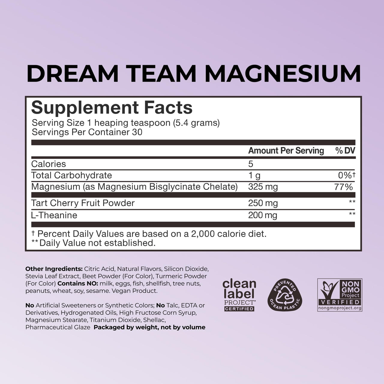 Hum Nutrition Dream Team Magnesium Bisglycinate Powder, L Theanine & Tart Cherry Magnesium Supplement Drink Mix, Support Rest, Relaxation & Sleep Routine, Gluten Free, Vegan, Cherry Lemon, 30 Servings