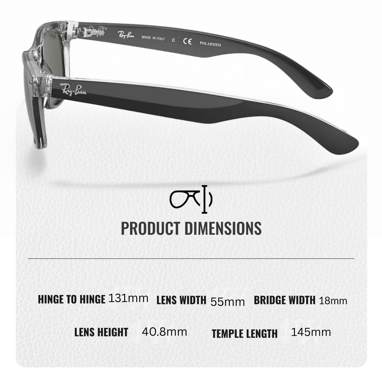 Ray-Ban RB2132 NEW WAYFARER CLASSIC POLARIZED Square Shaped Sunglasses for Men & Women – Includes Official Rayban Eyewear Kit – Ideal Formal & Casual Wear Sunglasses – Green Classic G-15 Lens