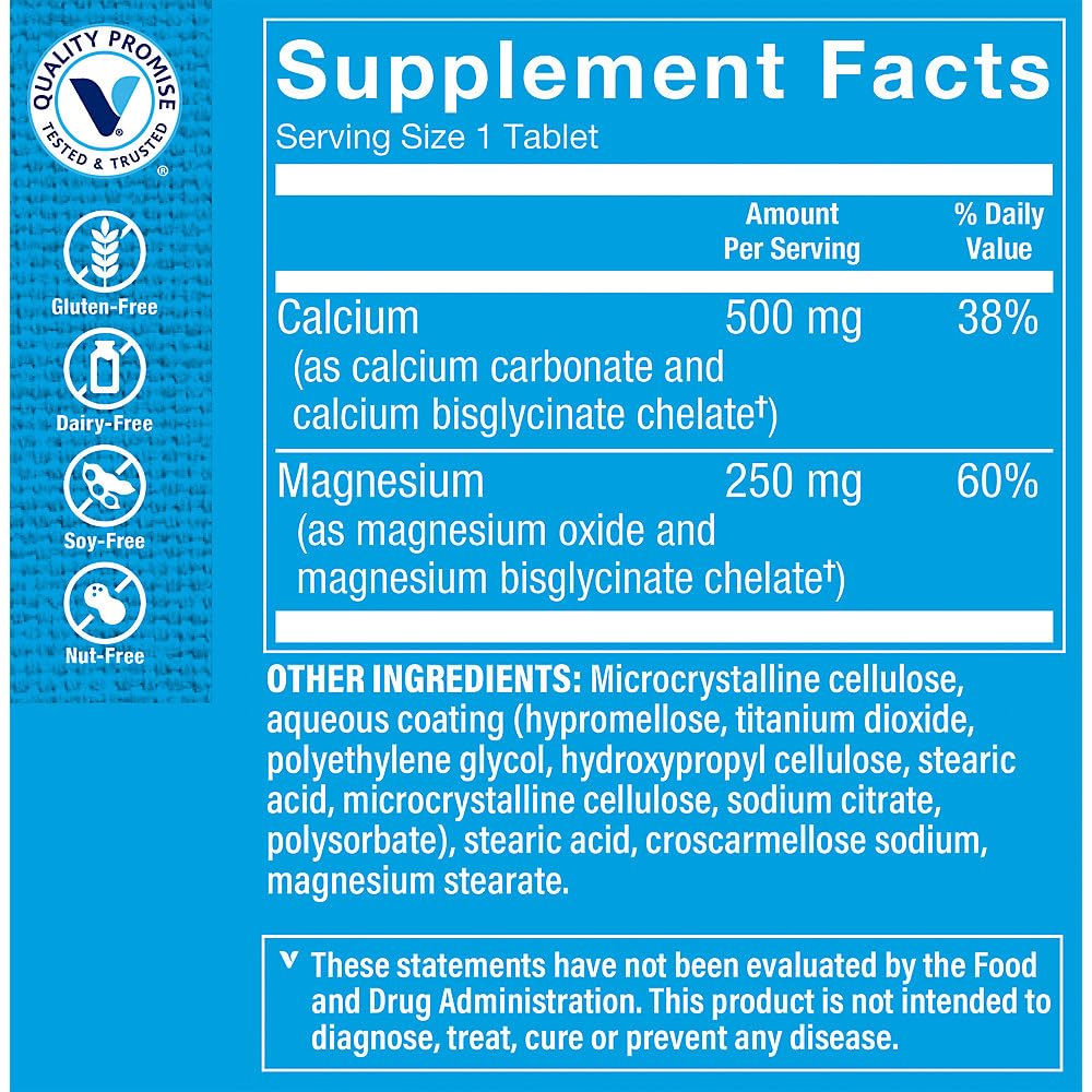 The Vitamin Shoppe Calcium Magnesium 2:1 - Bone Support Chelated | Cal-Mag with Vitamin D | 300 Tablets | Highly Absorbable
