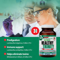 Thumbnail for Natren Healthy Trinity Probiotics Supplement - 60 Dairy and Gluten Free Gel Capsules - Improve Gut and Digestive Health, - 30 Billion CFU - Lactobacillus Acidophilus, Bifidobacterium, Bulgaricus