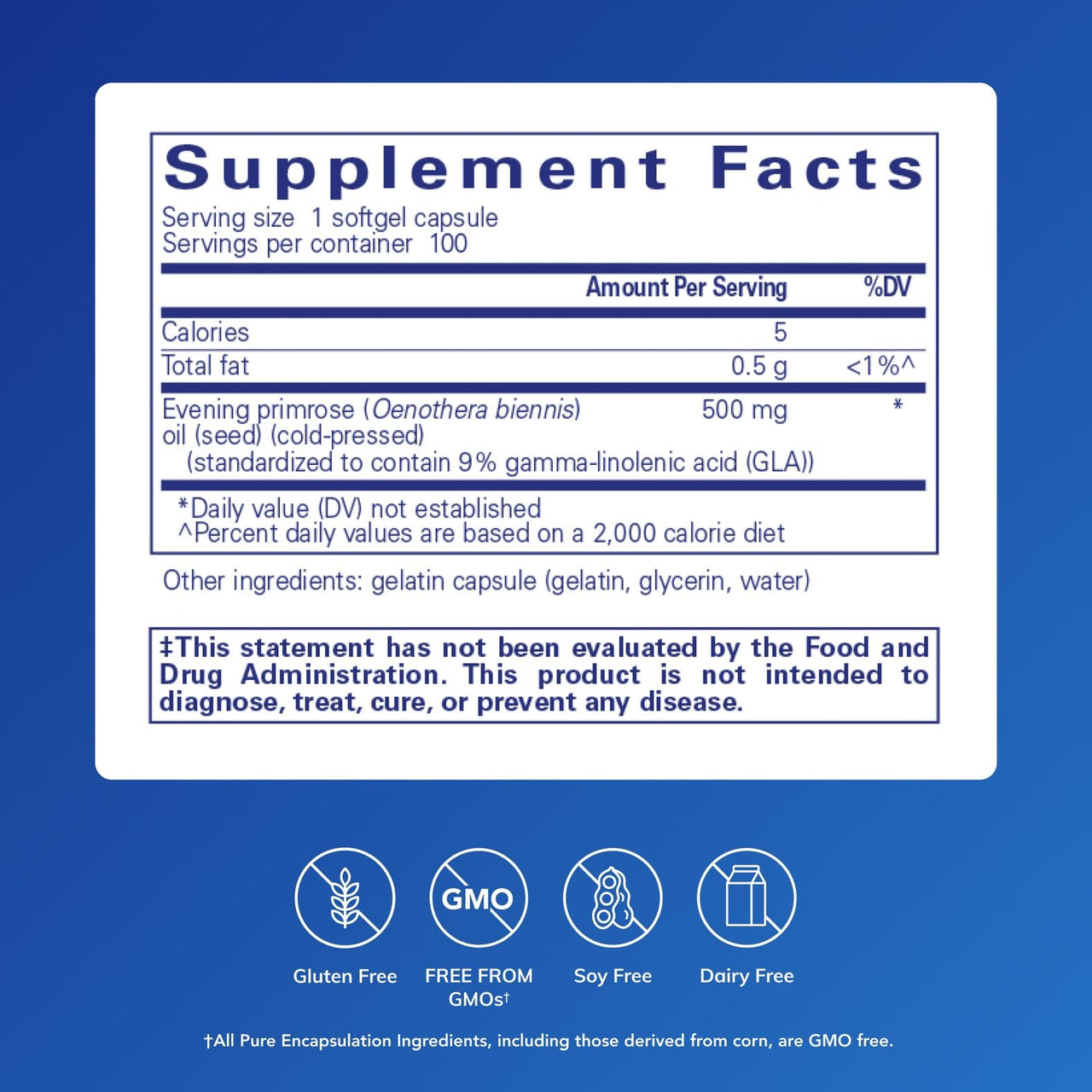 Pure Encapsulations E.P.O. (Evening Primrose Oil) | Hypoallergenic Dietary Supplement Containing 9% GLA | 100 Softgel Capsules