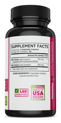 Thumbnail for Zhou Milk Thistle - Liver Health Supplement, Silymarin Milk Thistle Extract & Powder for Men & Women, Herbal Cleanse Support, Metabolic Health - 60 Vegetarian Capsules