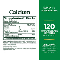 Thumbnail for Nature's Bounty Nature's Bounty Calcium 1200 mg with Vitamin D3 - Bone Health Softgels, Calcium and Vitamin D Supplement, 120 Ct (2-Pack)
